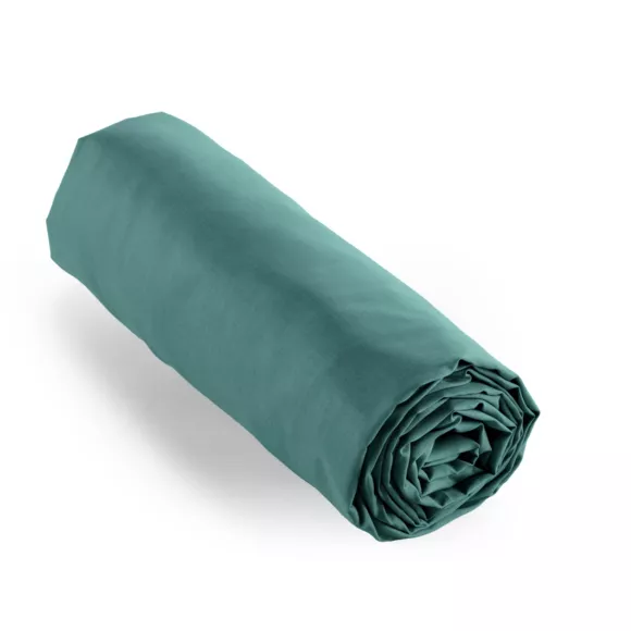 Drap housse percale de coton (140 x 190 cm) Cali Bleu canard