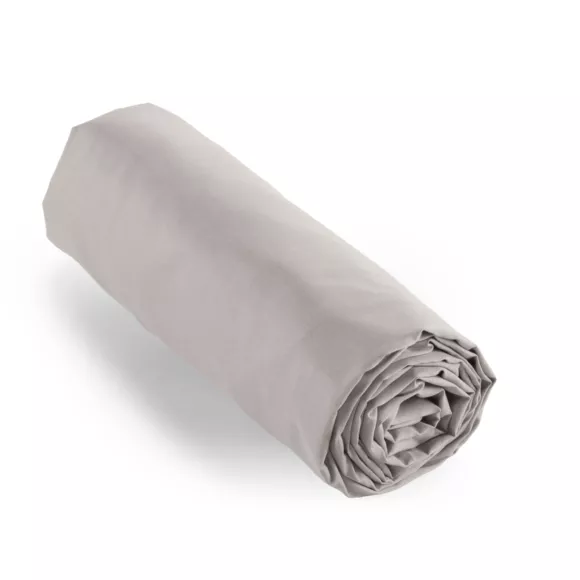 Drap housse percale de coton (140 x 190 cm) Cali Gris clair