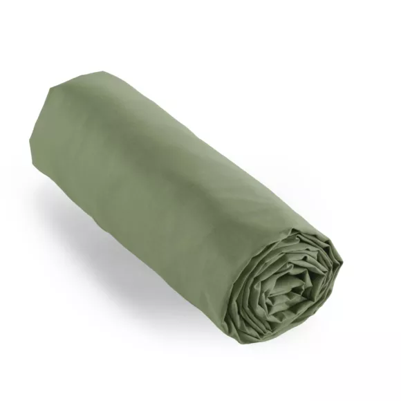 Drap housse percale de coton (140 x 190 cm) Cali Vert romarin