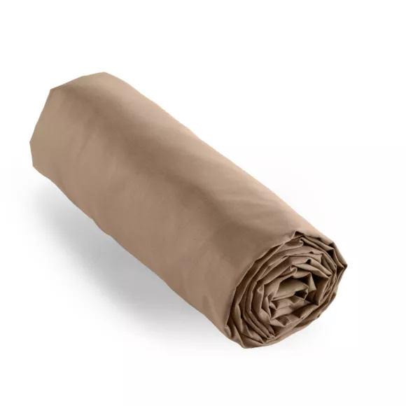 Drap housse percale de coton (180 x 200 cm) Cali Cappuccino