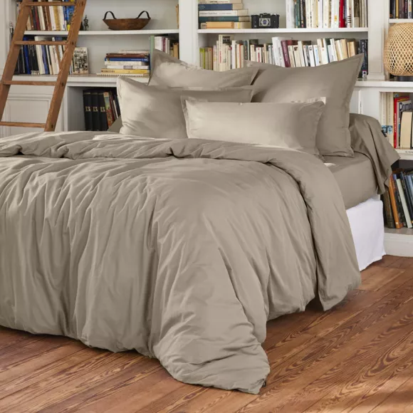 EM - Drap plat point bourdon 270 x 300 cm Percale unie CALI Taupe