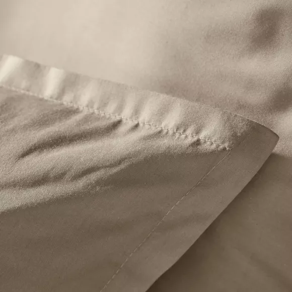 EM - Taie d'oreiller volant plat 80 x 80 cm Percale unie CALI Taupe