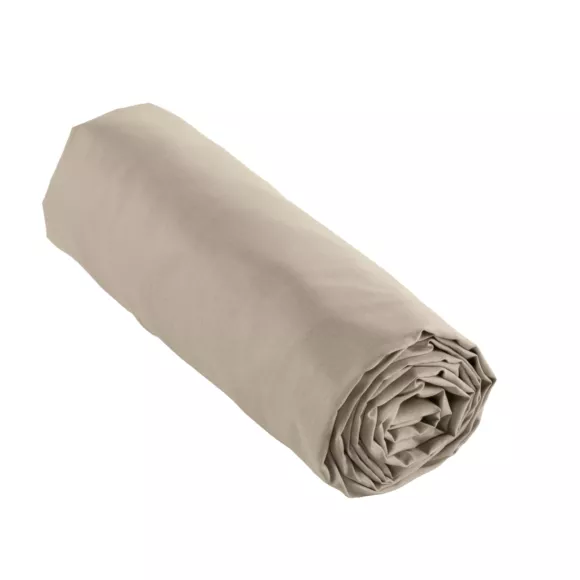 EM - Drap housse 140 x 190 cm Percale unie CALI Taupe