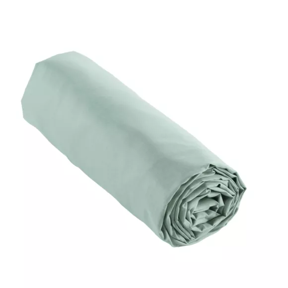 EM - Drap housse 140 x 200 cm Percale unie CALI Eucalyptus
