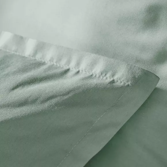 EM - Taie d'oreiller volant plat 50 x 70 cm Percale unie CALI Eucalyptus