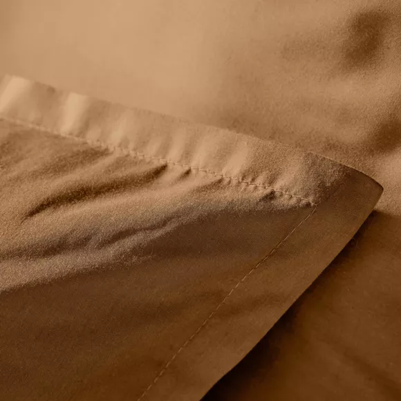 EM - Taie d'oreiller volant plat 80 x 80 cm Percale unie CALI Camel