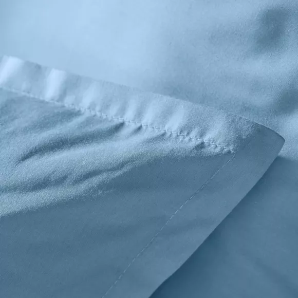 EM - Taie d'oreiller volant plat 50 x 70 cm Percale unie CALI Bleu ciel