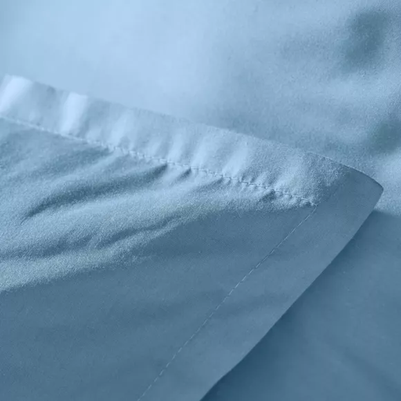 EM - Taie d'oreiller volant plat 80 x 80 cm Percale unie CALI Bleu ciel