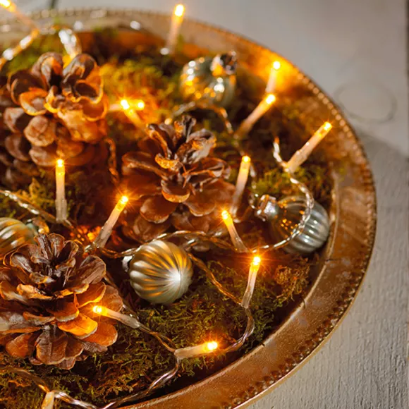 Guirlande lumineuse à piles 7,10 m 96 LED câble transparent Durawise Fixe Blanc chaud 