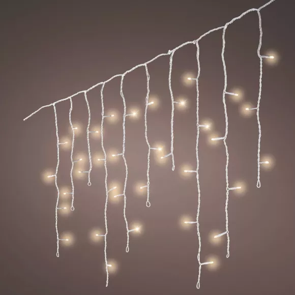 Stalactite lumineuse à piles 14 m 384 LED câble blanc Durawise Blanc chaud