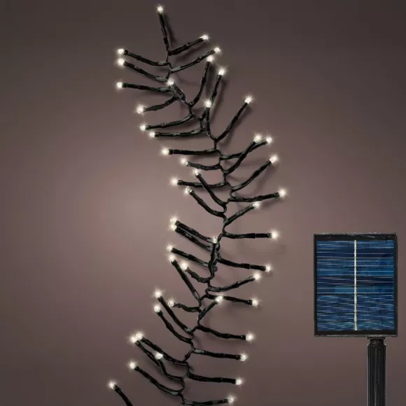 Guirlande lumineuse Solaire rechargeable 14 m 1512 LED câble noir Grappe Blanc chaud