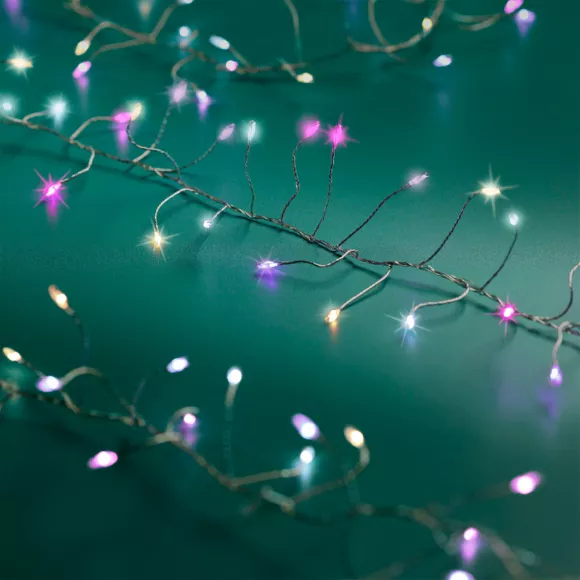 Guirlande lumineuse 12 m 960 Micro LED câble argent Luxe Multicolore