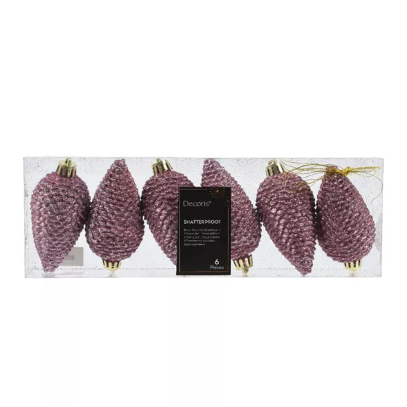 LOT DE 6  Pomme de pin polystyrene dia4.50-H8cm rose pale ALPINE