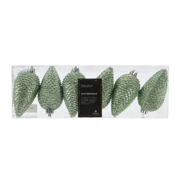 LOT DE 6  Pomme de pin polystyrene dia4.50-H8cm matcha green ALPINE
