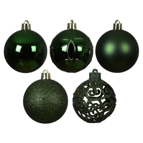 Lot de 35 boules de Noël (D60 mm) Aravis mix Vert pin