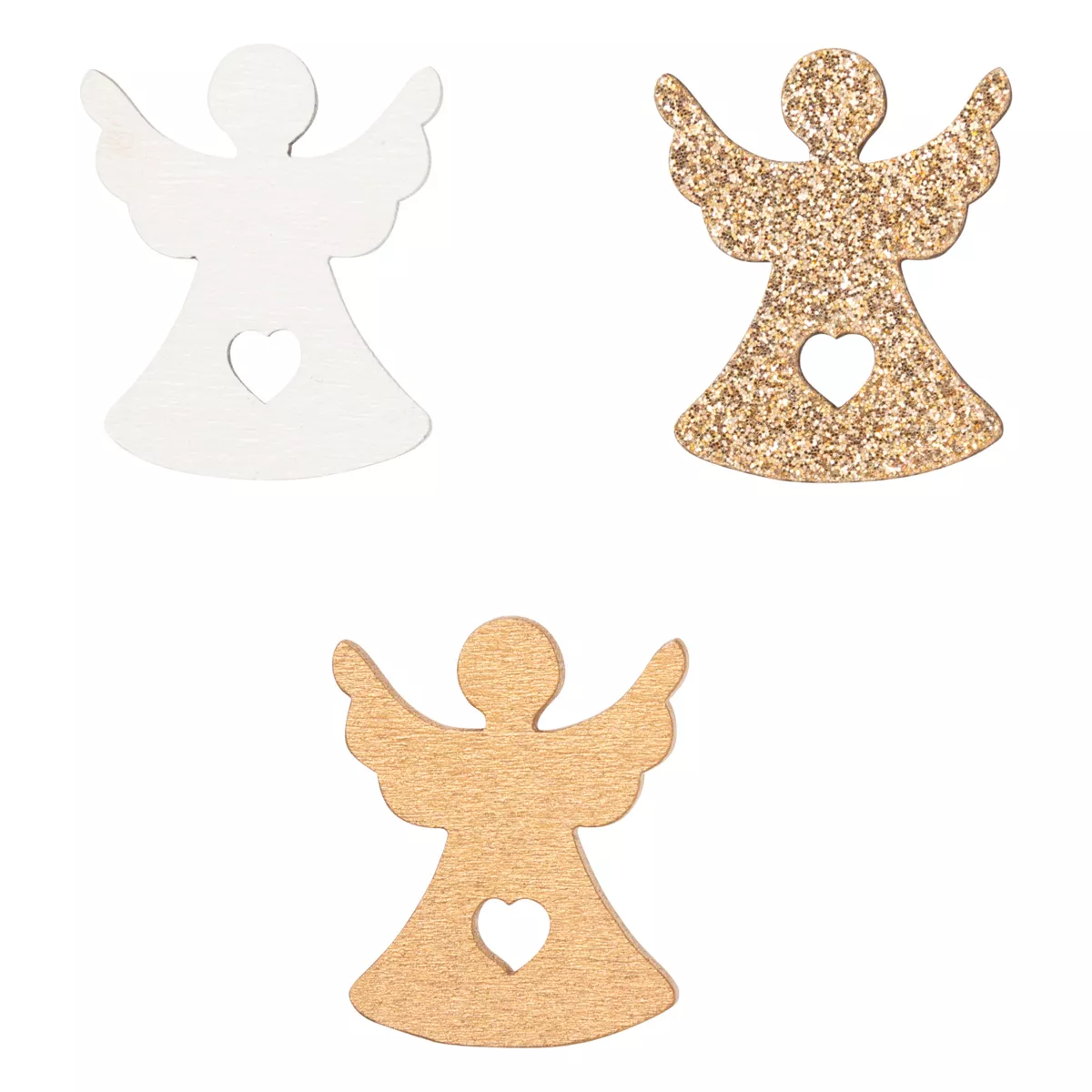 Lote de 24 ángeles calados en madera para esparcir