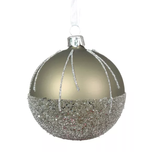 Lot de 6 boules de Noël en verre (D80 mm) Ballotine Vert Romarin
