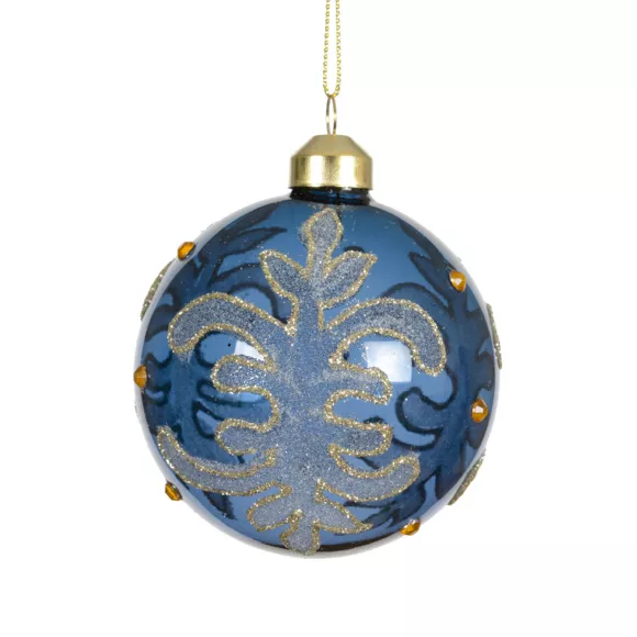 Lot de 3 boules de Noël en verre (D80 mm) Castel Bleu