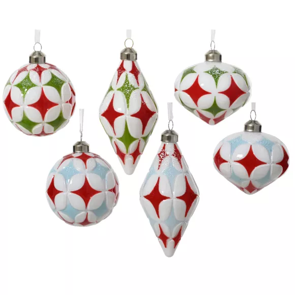 LOT DE 12 (EN VERRE)  Boule verre Winter time dia8cm multi 