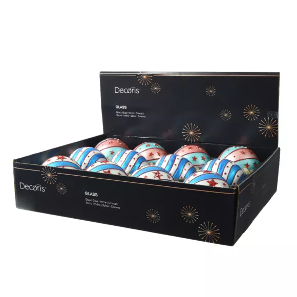 LOT DE 12 (EN VERRE)  Boules verre  dia8cm nom : Grand Chapiteau Multicolore