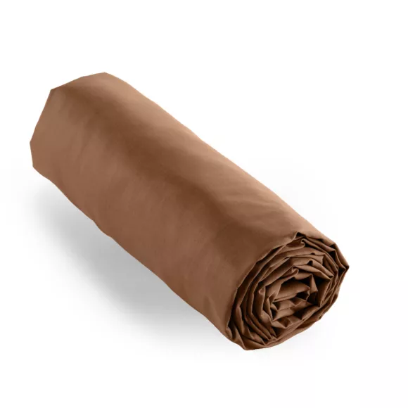 Sábana bajera en percal de algodón  (140 cm) Cali Cappuccino