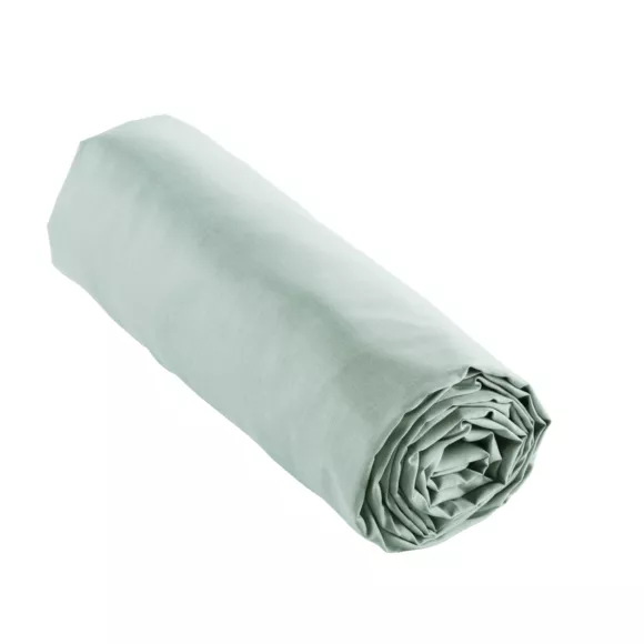 EM - Drap housse 160 x 200 cm Percale unie CALI Eucalyptus