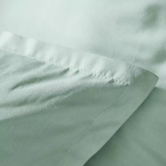 EM - Taie d'oreiller volant plat 50 x 70 cm Percale unie CALI Eucalyptus