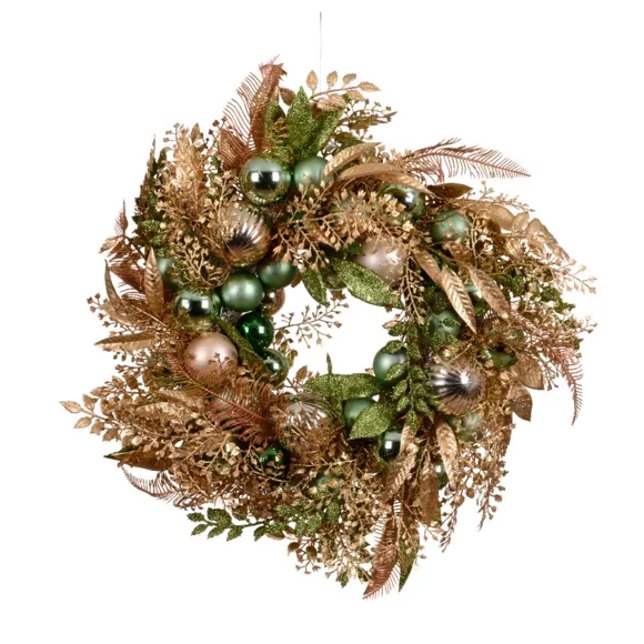 1 Couronne pe dia50-H11cm vert/or 