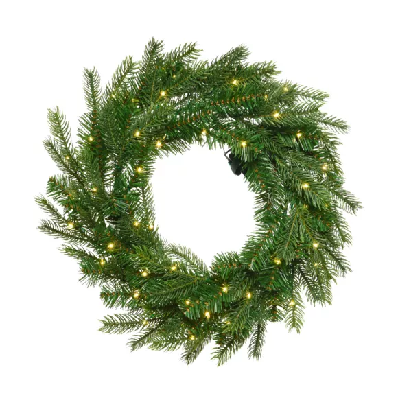 Verlichte kerstkrans Glorious Groen en warmwit (D50 cm)