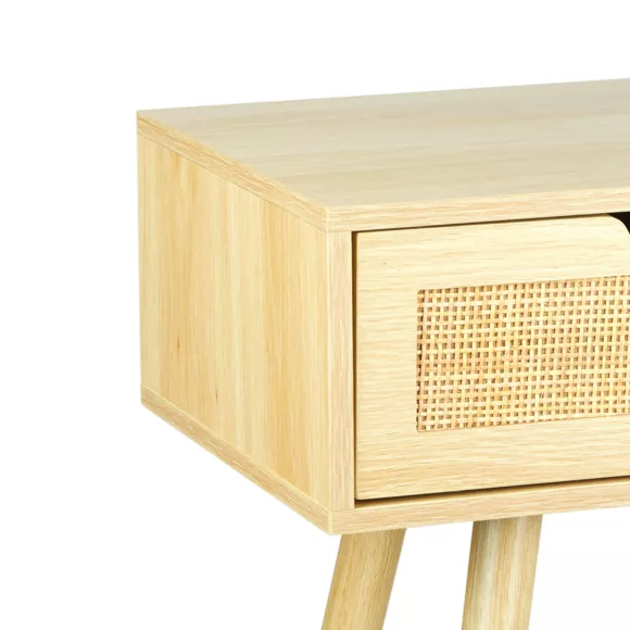 Console 2 Tiroirs Bois et Cannage - Pin certifiŽ FSC¨ Dim : l80xH72xP30cm