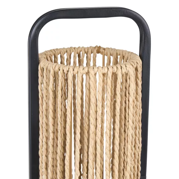 Lampe Corde MŽtal 'Tanzanie' Noire Beige - Papier CertifiŽ FSC¨ Dim : l13xH37xP13cm
