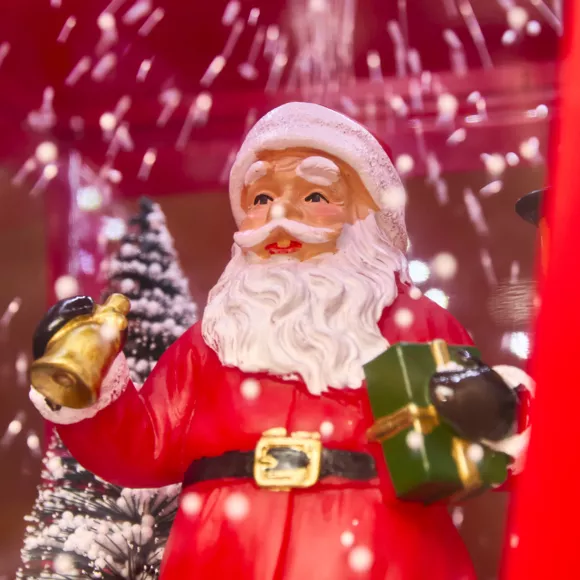 Lampadaire de Noël illuminé et animé 33 LED (H180 cm) Neige tombante Rouge