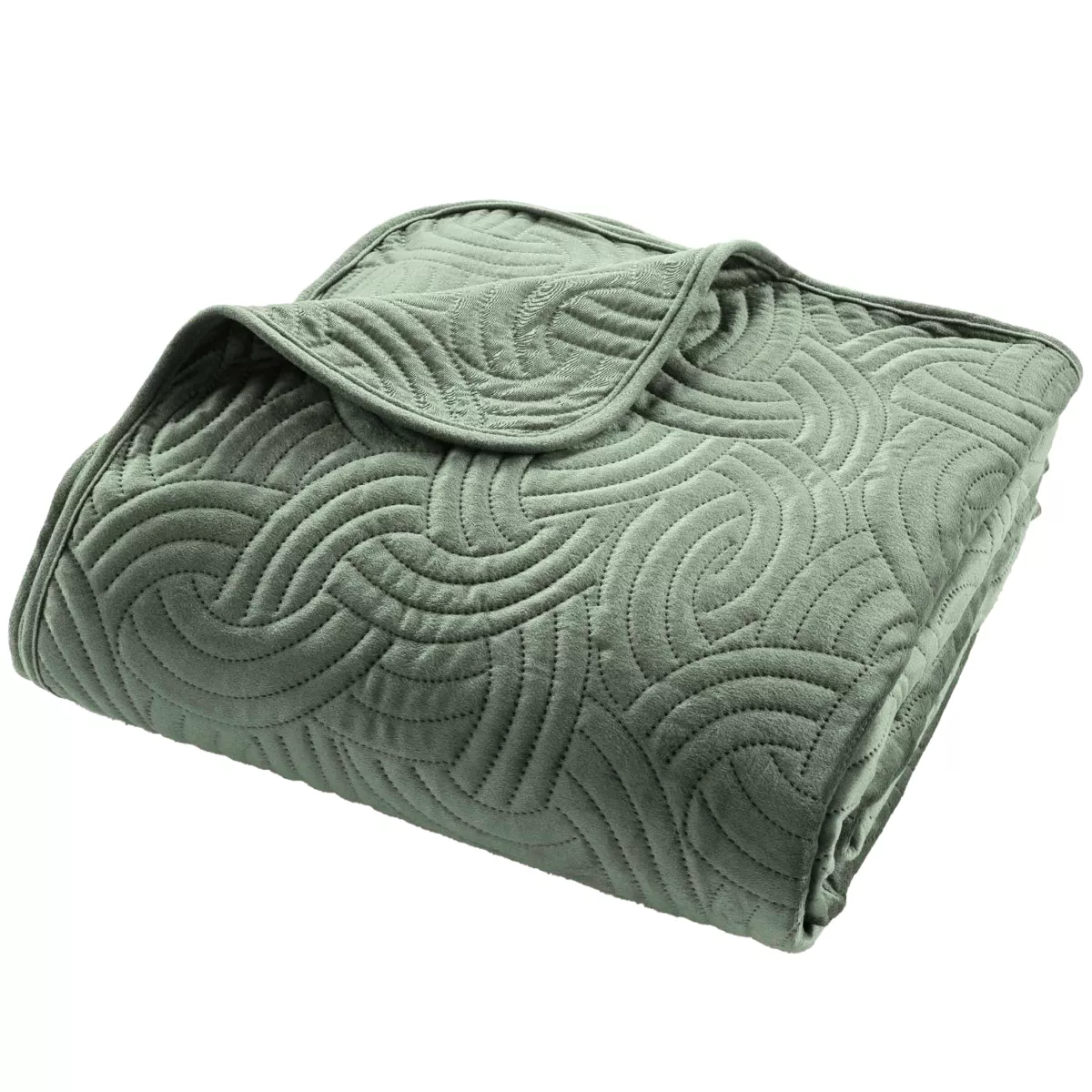 Colcha acolchada y dos fundas de almohada (240 x 260 cm) Solange Verde Pino