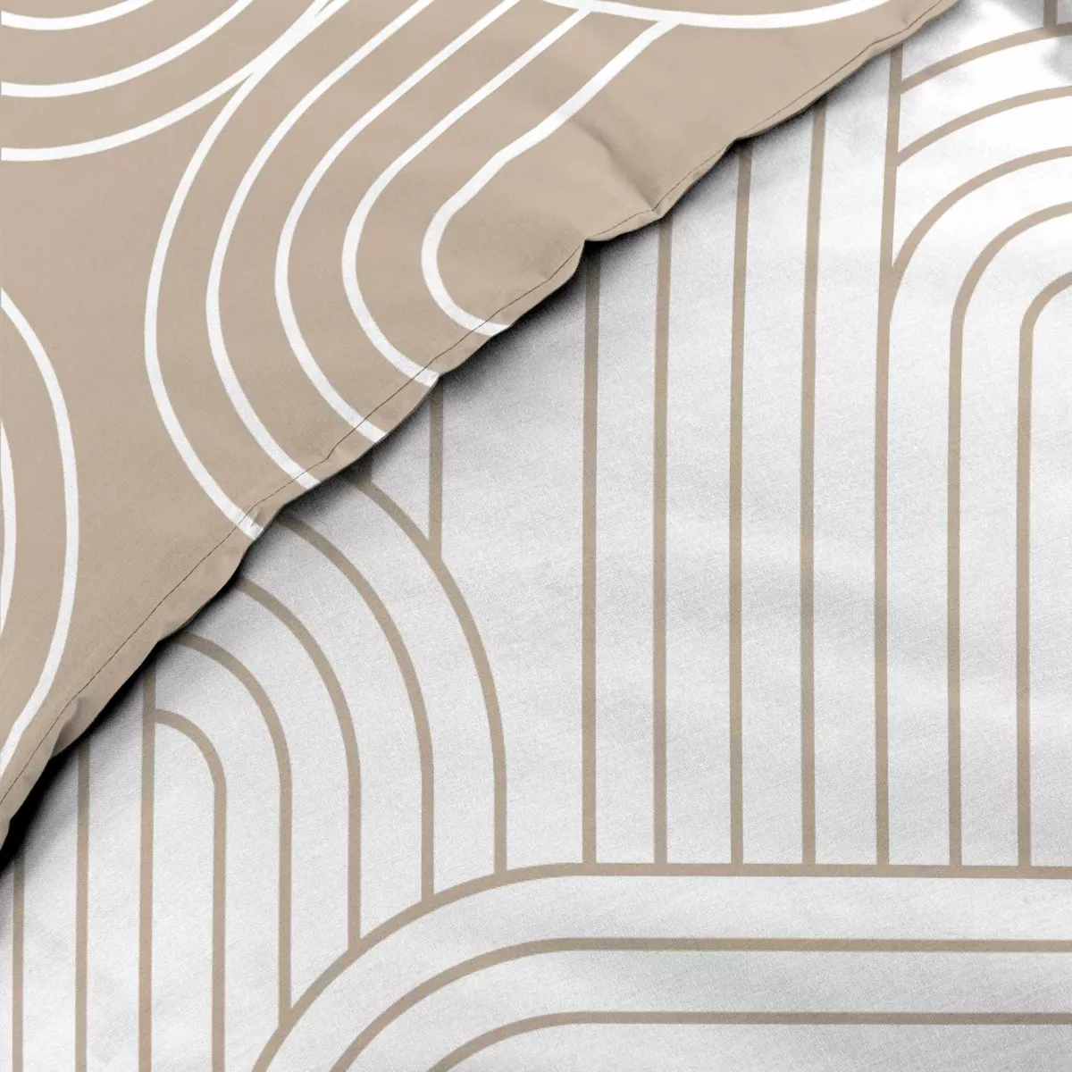 Katoenen dekbedovertrek en twee kussenslopen (240 x 220 cm) Modul Beige