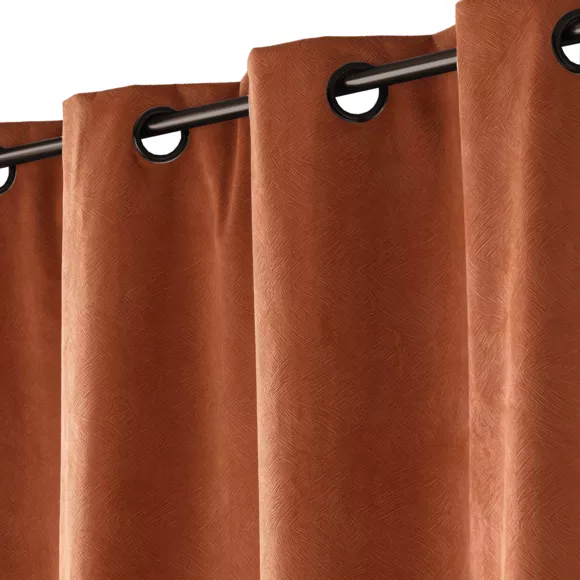 Rideau ˆ Oeillets (140 x 260 cm) Olympe Camel, 100% Occultant en Velours Relief