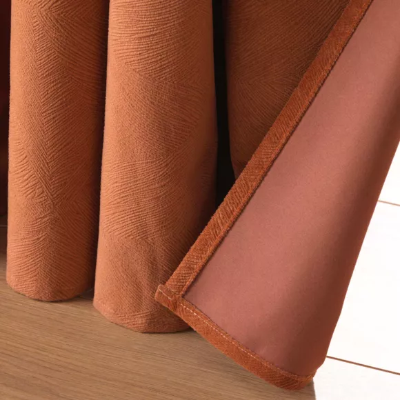 Rideau ˆ Oeillets (140 x 260 cm) Olympe Camel, 100% Occultant en Velours Relief