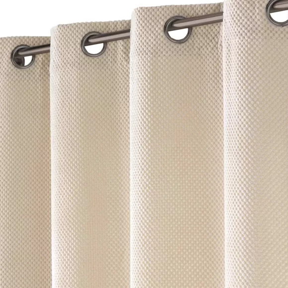 Rideau ˆ Oeillets (140 x 260 cm) Java Naturel, Flanelle Relief Unie