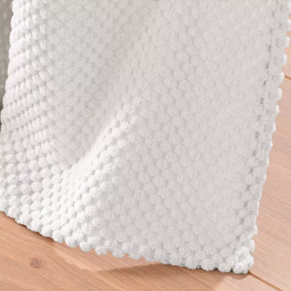 Rideau ˆ Oeillets (140 x 260 cm) Java Blanc, Flanelle Relief Unie