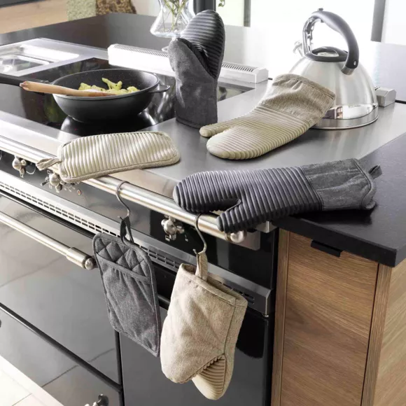 Gant de Cuisine (24.5 x 14.5 cm) Adam Anthracite, Chambray Finition Silicone