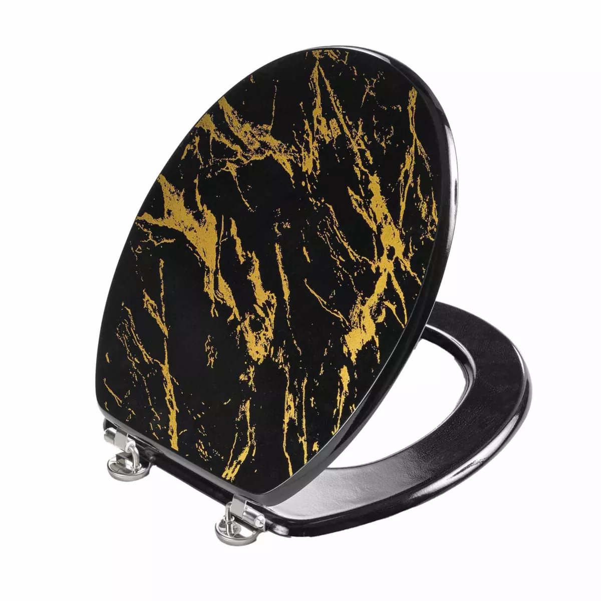 Asiento de inodoro 18 pulgadas MDF efecto mármol Aquamarbre Negro