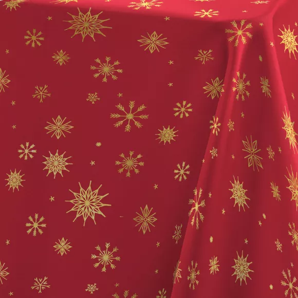 NAPPE RECTANGLE 140 x 240 CM MICROFIBRE IMPRIMEE METALLISEE ASTRELIA ROUGE/OR