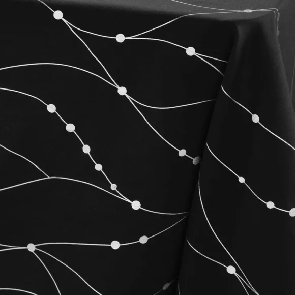 NAPPE RECTANGLE 140 x 240 CM MICROFIBRE IMPRIMEE METAL. FIRMAMENT NOIR/ARGENT