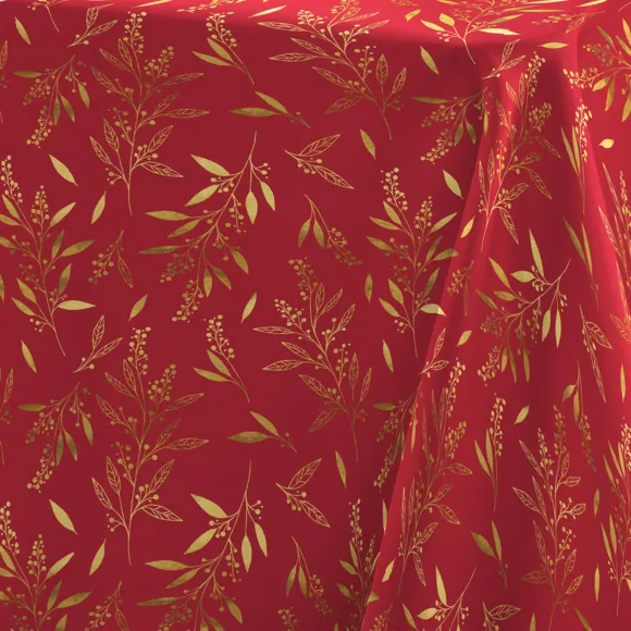 NAPPE RECTANGLE 140 x 240 CM MICROFIBRE IMPRIMEE METALLISEE NAèLLE ROUGE/OR