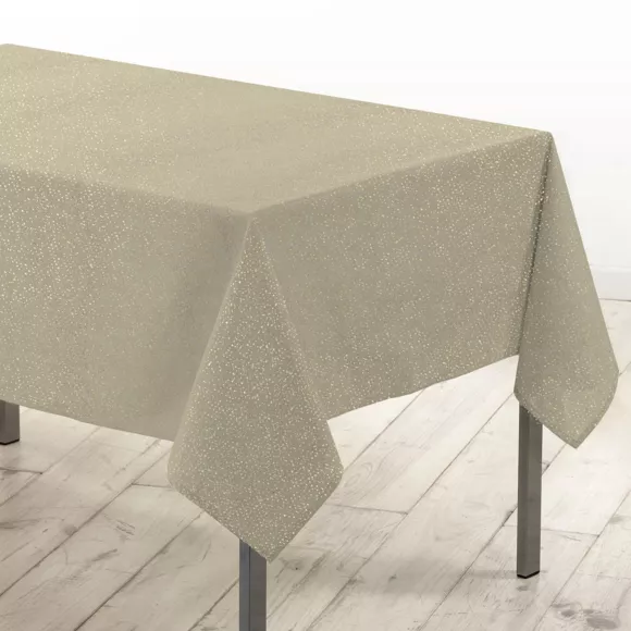 NAPPE RECTANGLE 140 x 240 CM POLYESTER UNI+FILS METALLISES STRASS OR