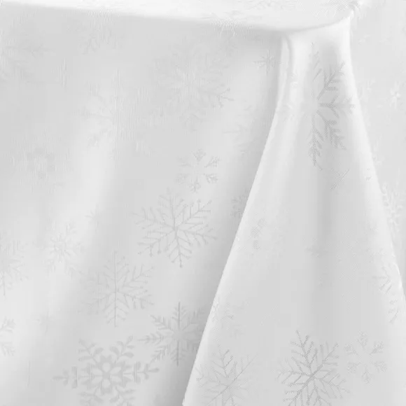 NAPPE RECTANGLE 140 x 240 CM JACQUARD FLOCONS BLANC