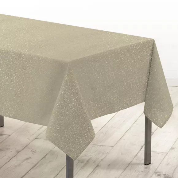 NAPPE RECTANGLE 140 x 300 CM POLYESTER UNI+FILS METALLISES STRASS OR