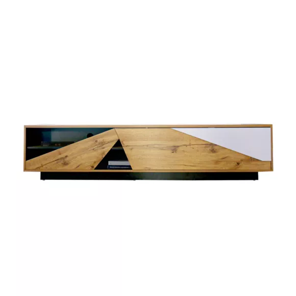 Houten design TV-meubel (L180 x 40 cm) Alabama Wit, zwart en natuurlijk