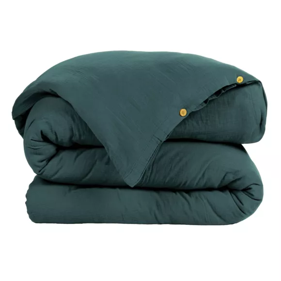 Housse de couette gaze de coton (140 x 200 cm) Gaïa Vert sapin