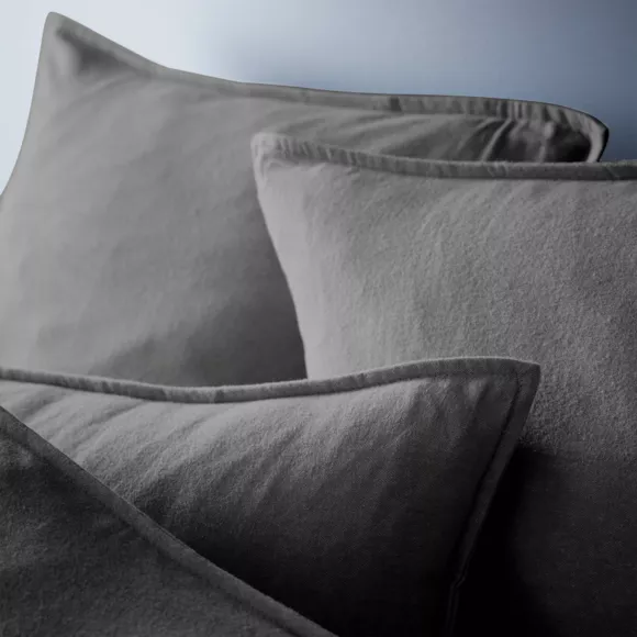 marque eminza - Taie d'oreiller 50 x 70 cm Flanelle unie NINA Unie Gris anthracite