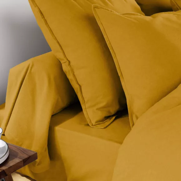 marque eminza - Taie d'oreiller 50 x 70 cm Flanelle unie NINA Unie Ocre